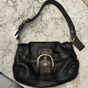 Coach black leather hobo bag